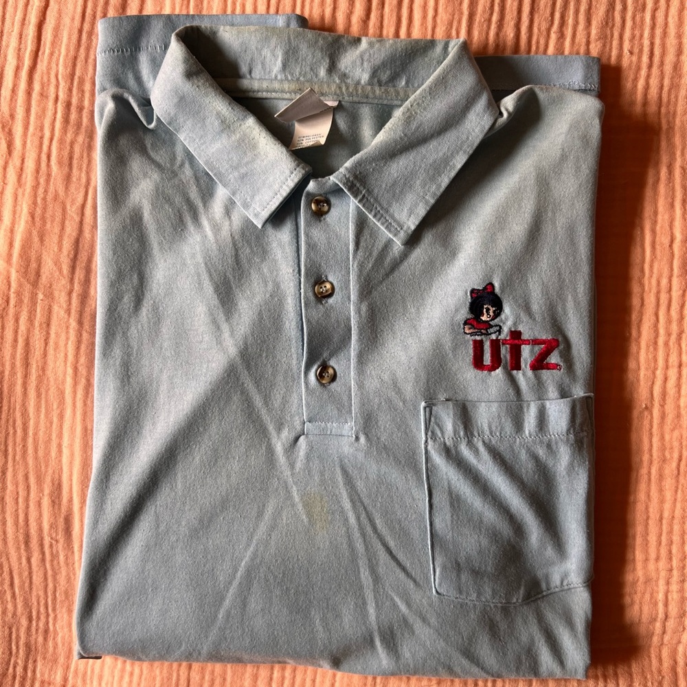 UTZ Quality Foods Employee Polo Shirt XL Blue Snack Food Potato Chip Brand